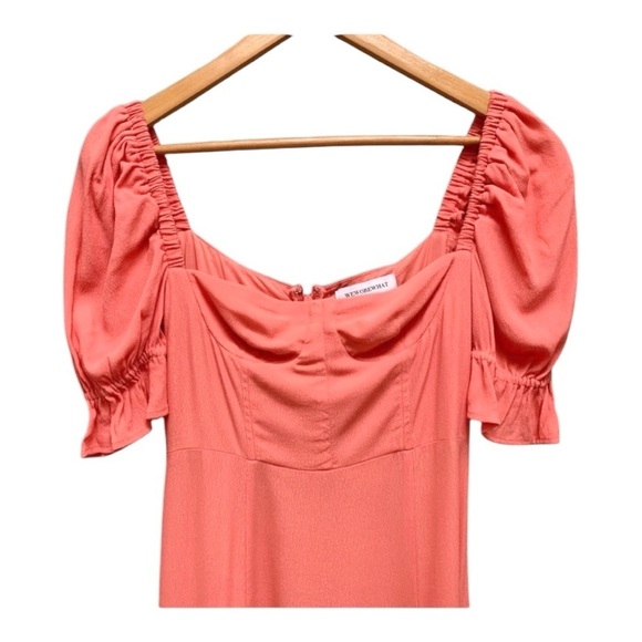 WeWoreWhat Puff Sleeve Midi Dress in Coral - Picture 7 of 11